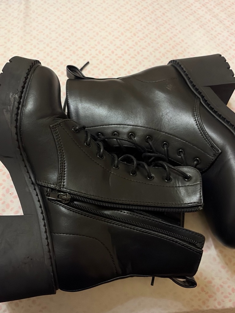 Madden Girl Black Lace-Up Platform Ankle Boots